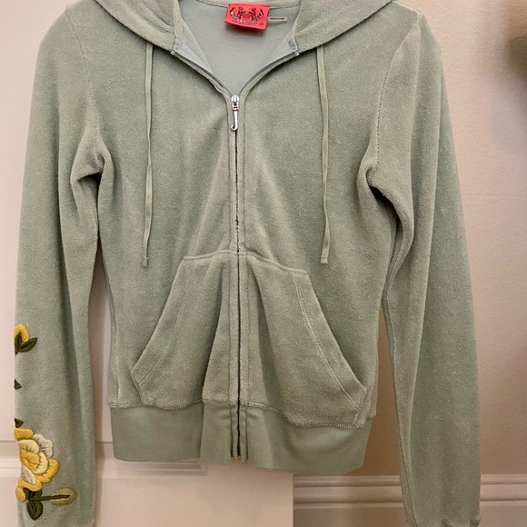 Juicy Couture Sweatsuit track suit seafoam green pastel floral RARE xs / p - Picture 3 of 12